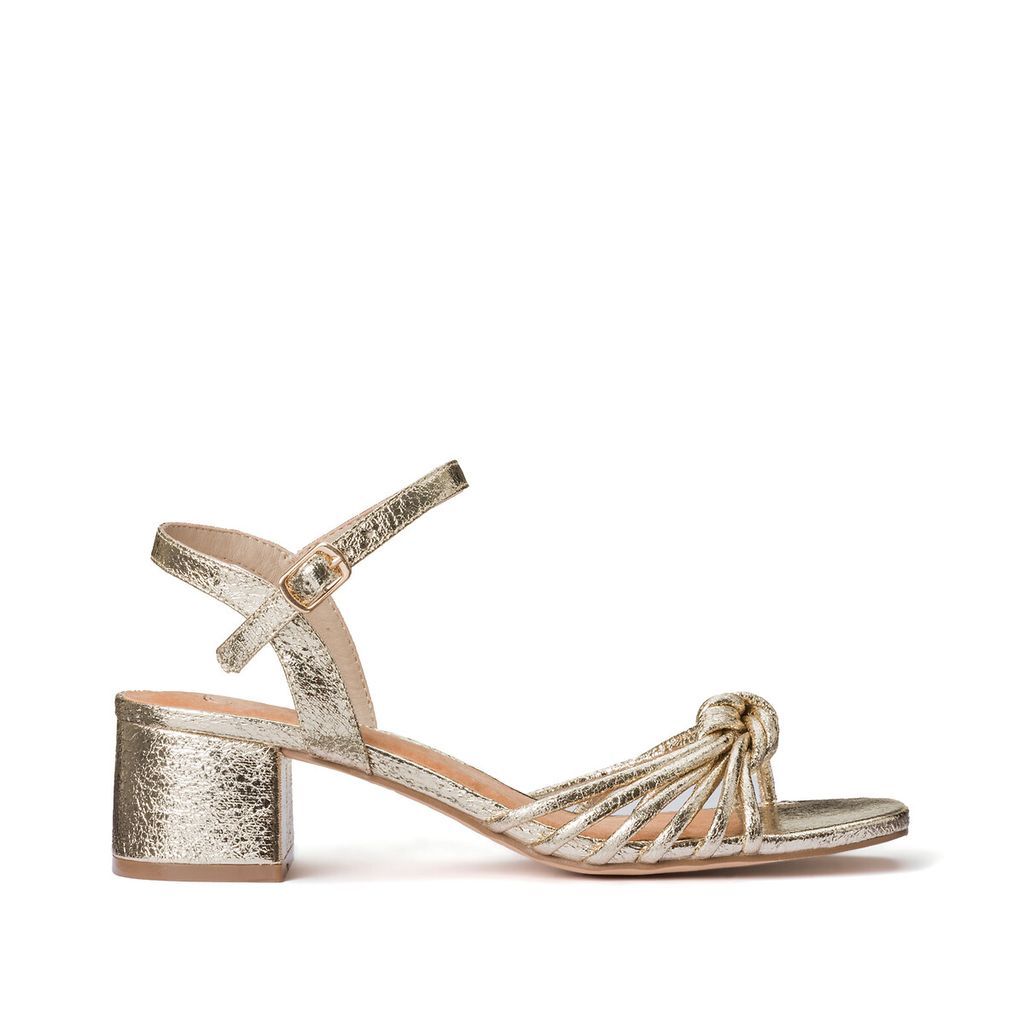 Metallic Block Heel Sandals