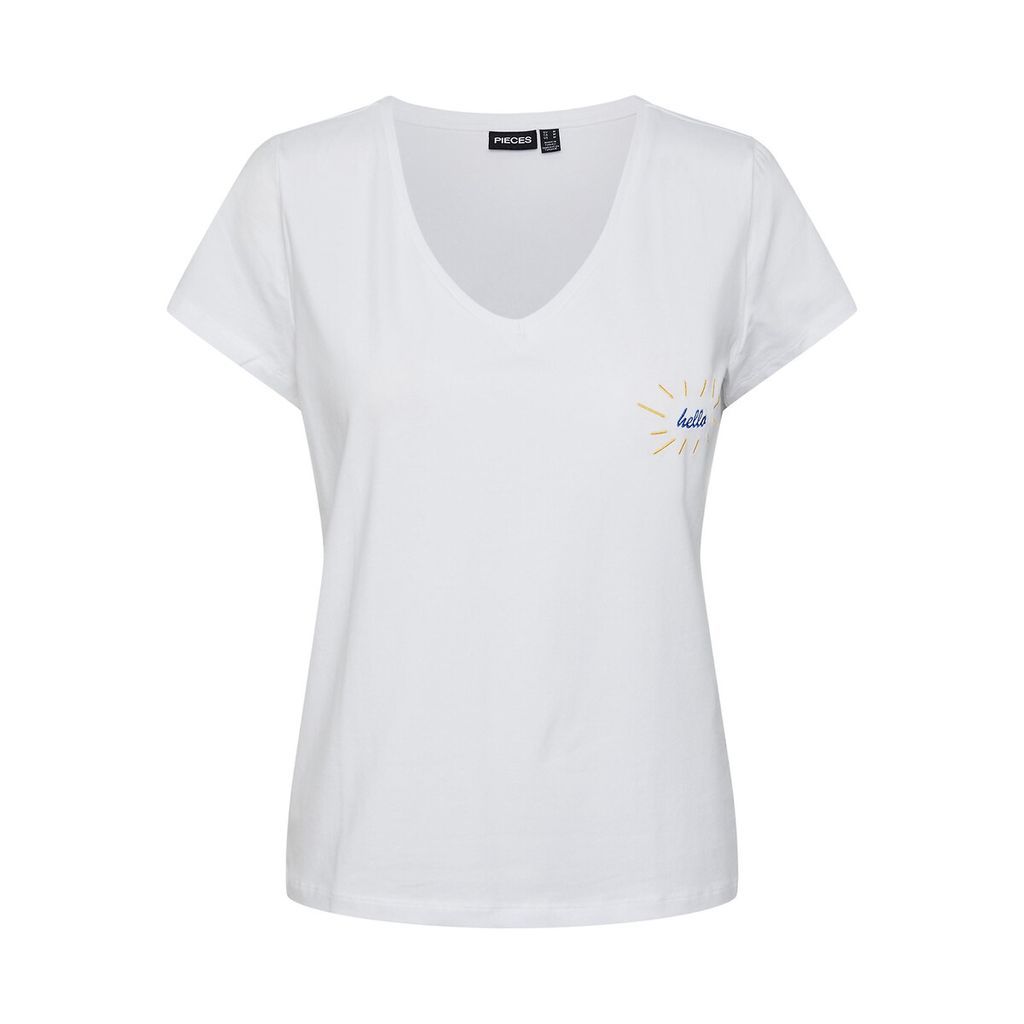 Cotton Embroidered V-Neck T-Shirt