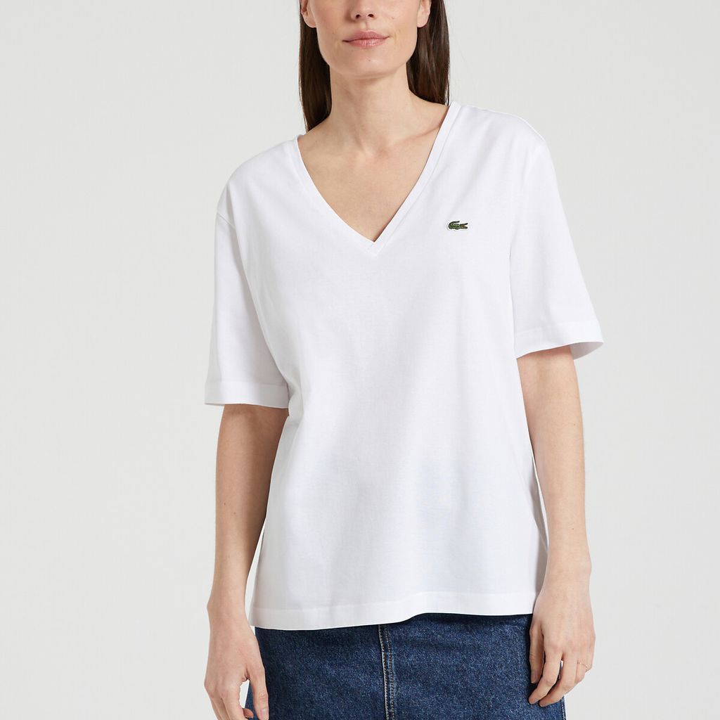 Cotton Casual T-Shirt with V-Neck