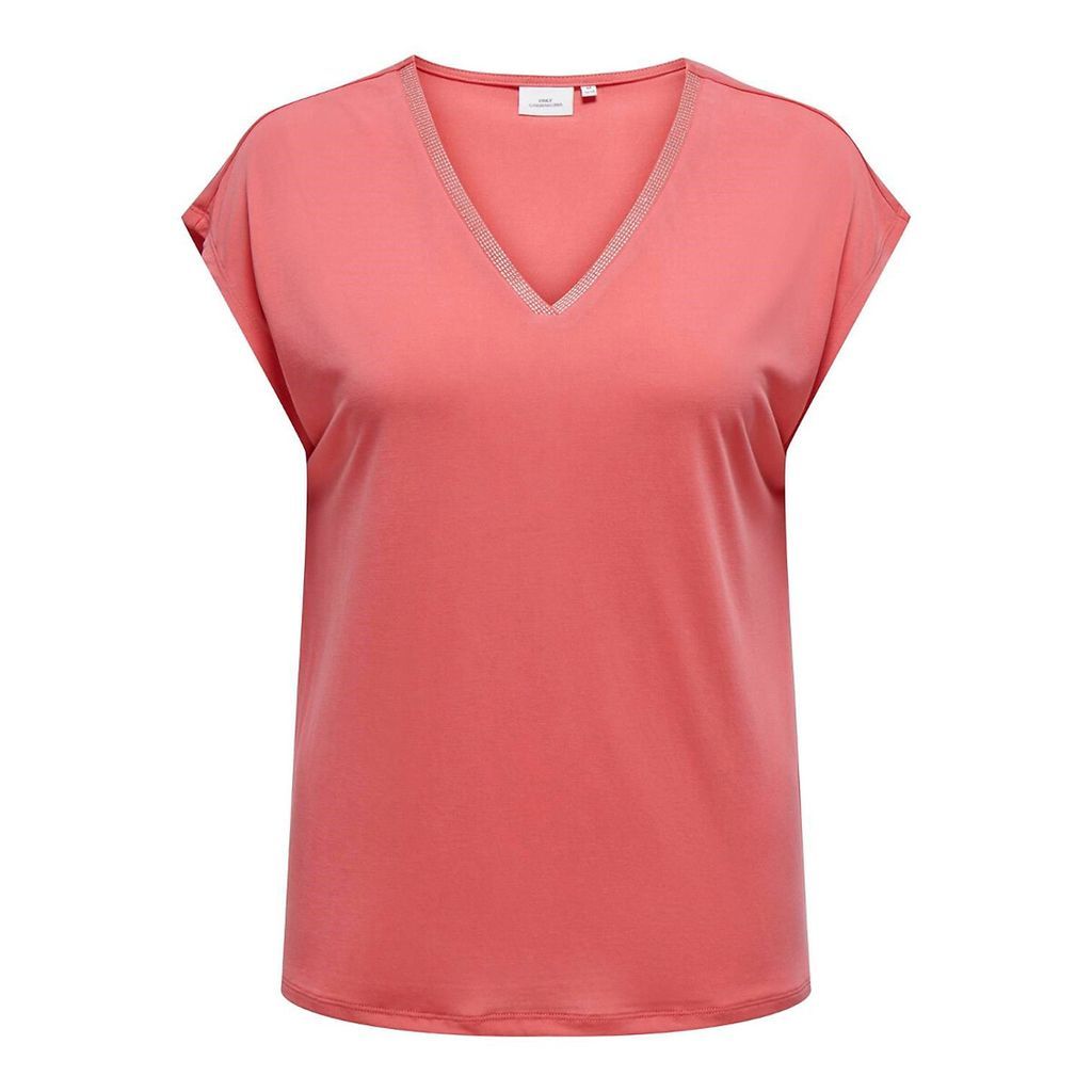 V-Neck T-Shirt with Metallic Edging Stripe