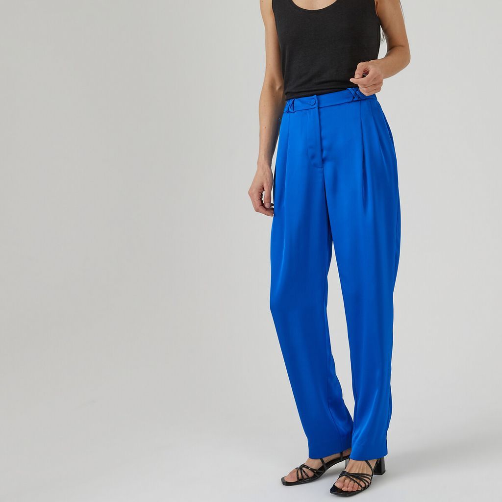 Recycled Pleat Front Trousers in Satin, Length 29.5