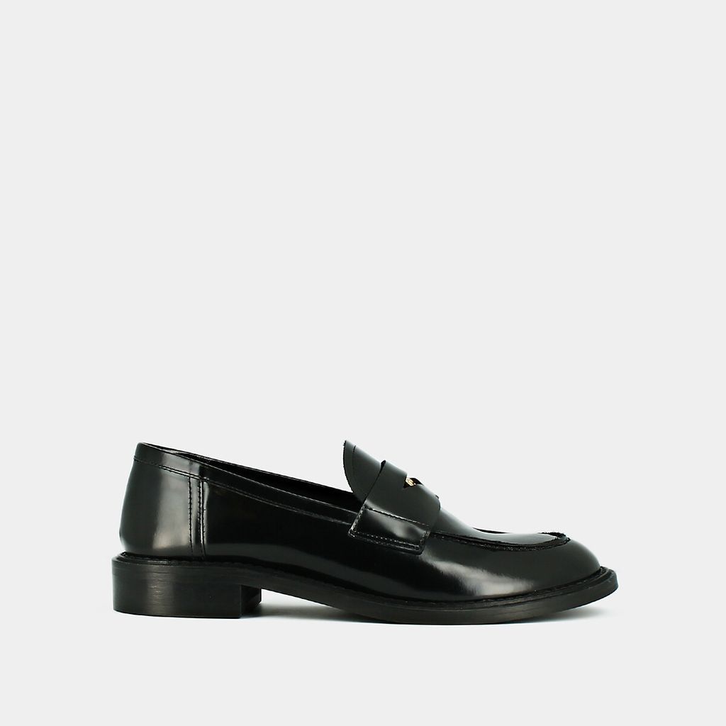 Dash Glossy Leather Loafers with Silver-Tone Detail