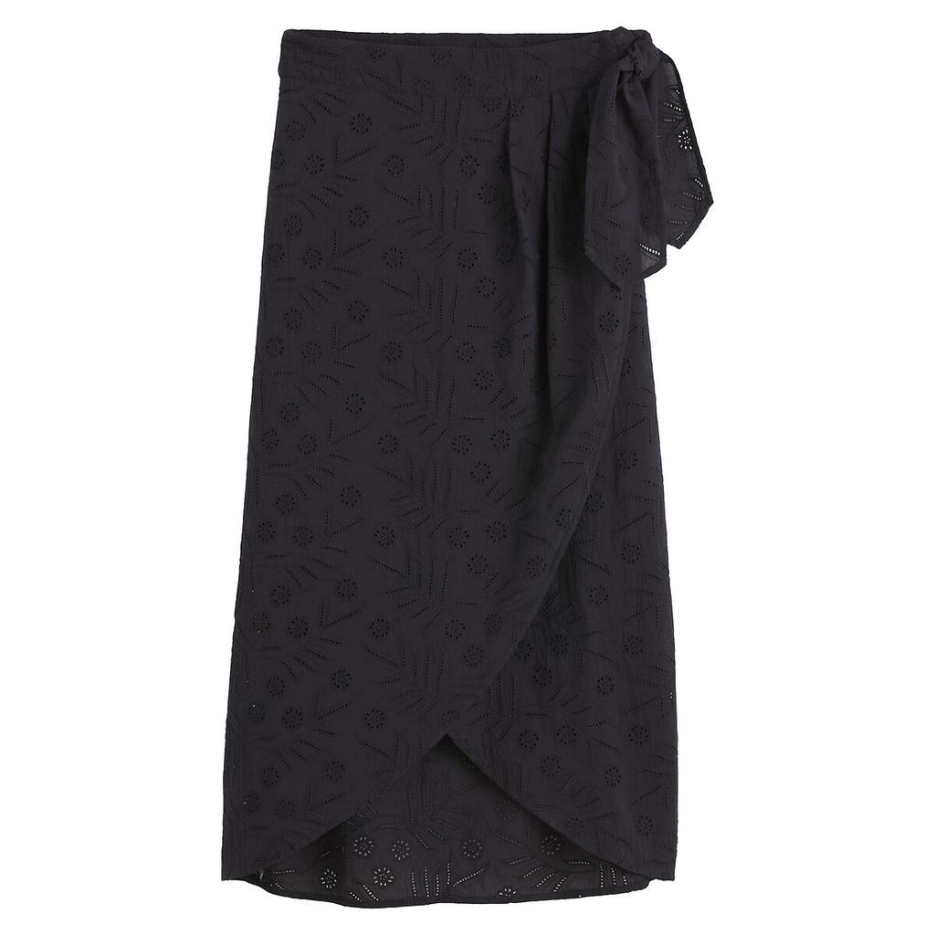 Broderie Anglaise Wrapover Skirt in Cotton