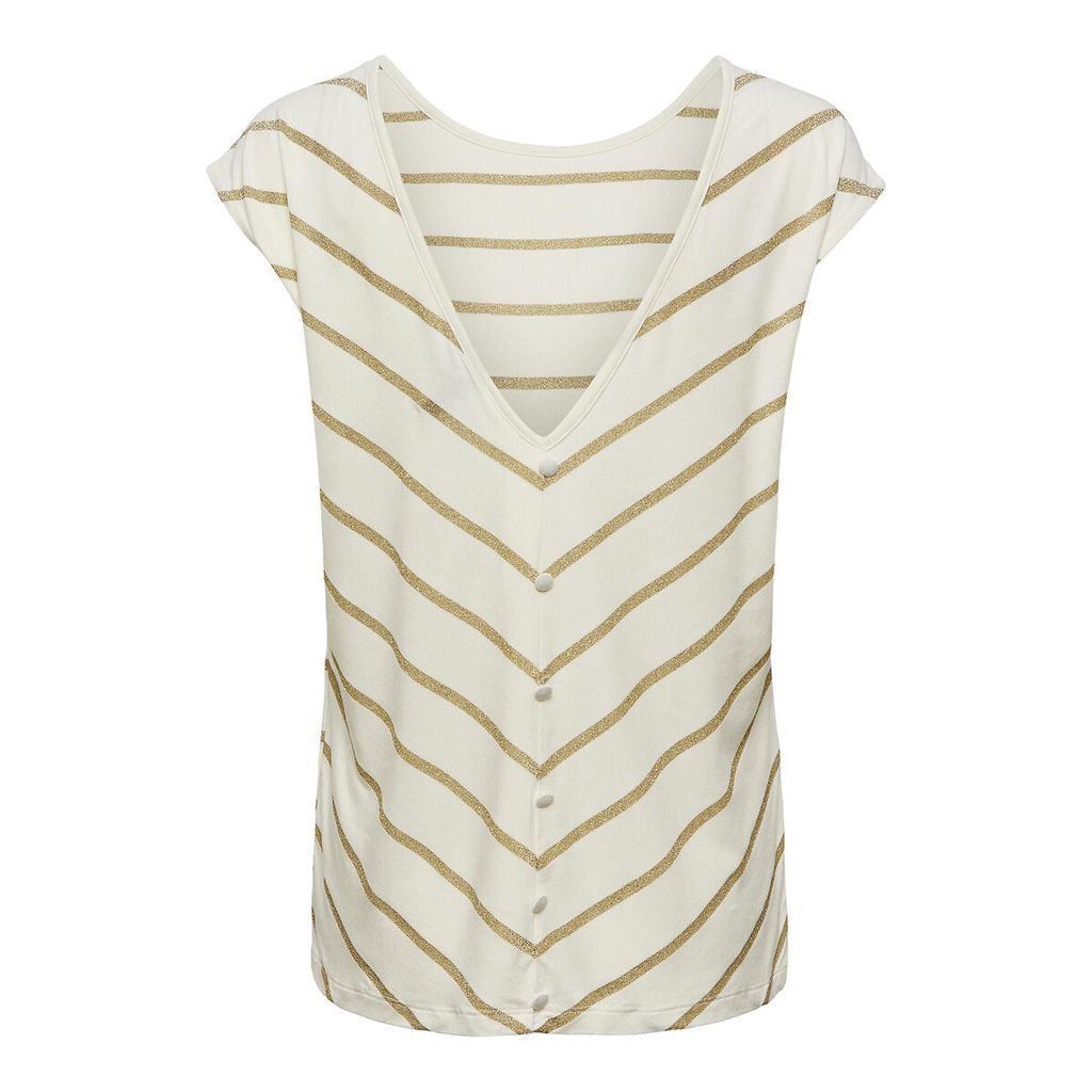 Glitter Stripe T-Shirt with Plunge Back