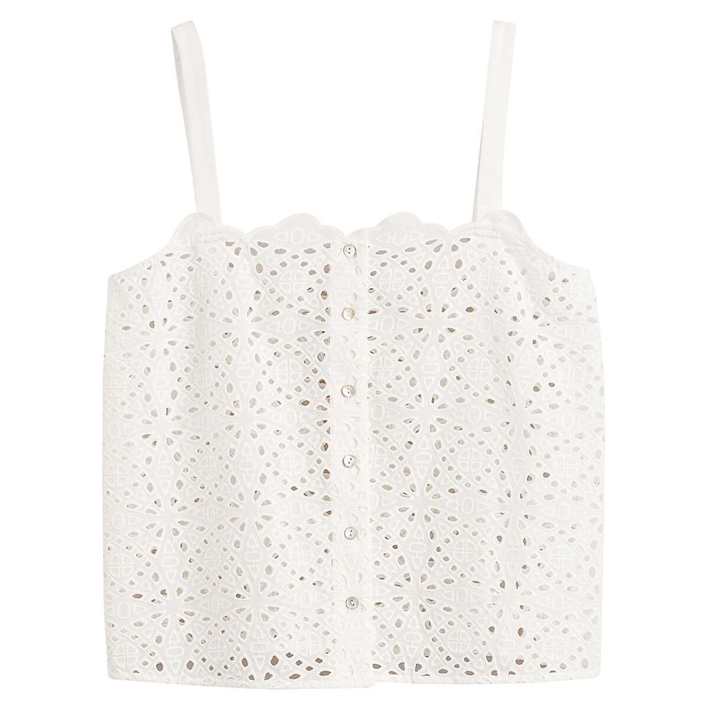 Broderie Anglaise Strappy Top in Cotton
