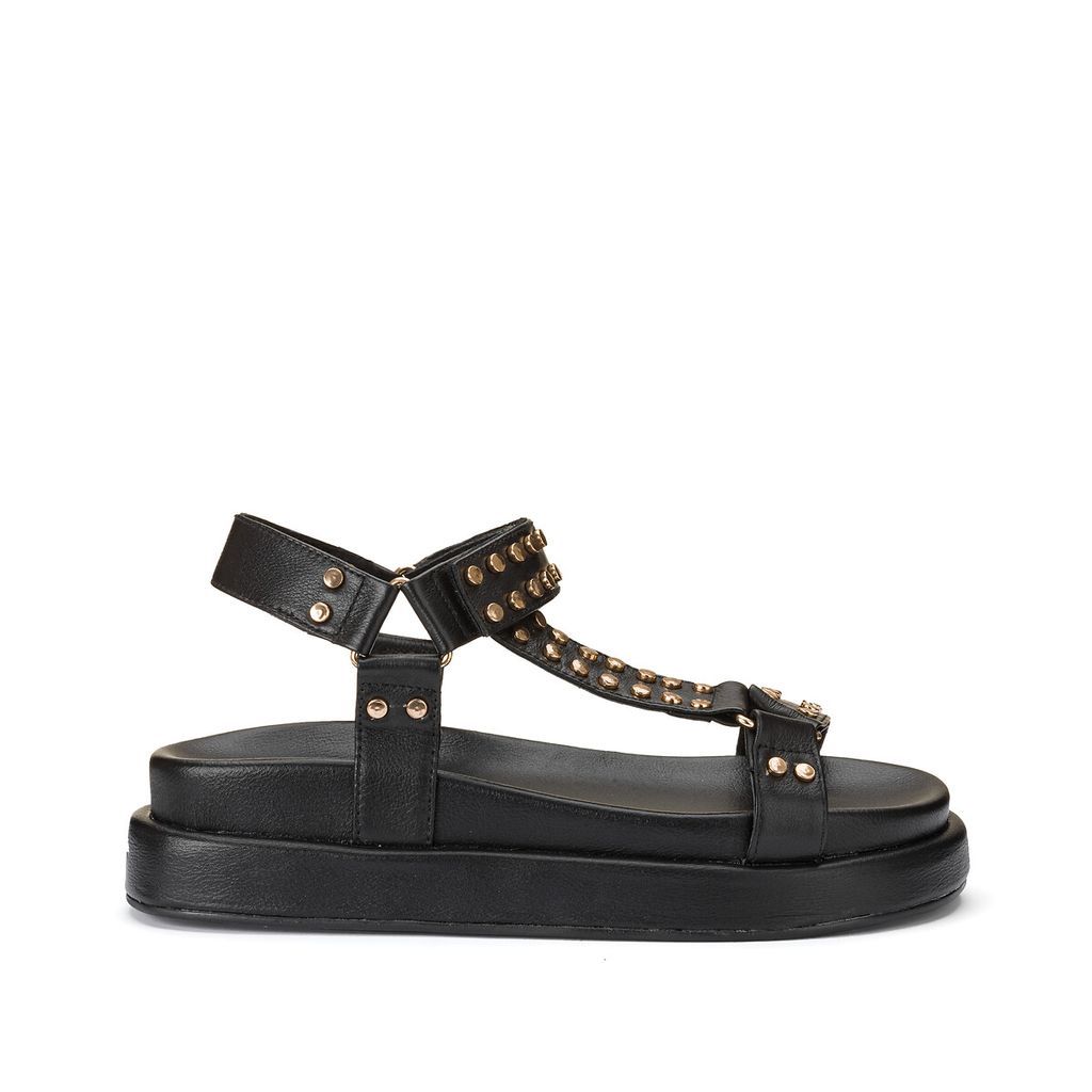 Leather Wedge Heel Sandals with Studded Details