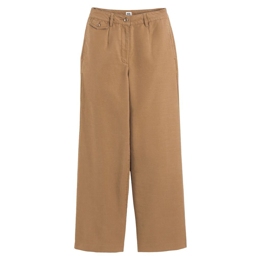Wide Leg Trousers in Cotton Mix, Length 30.5