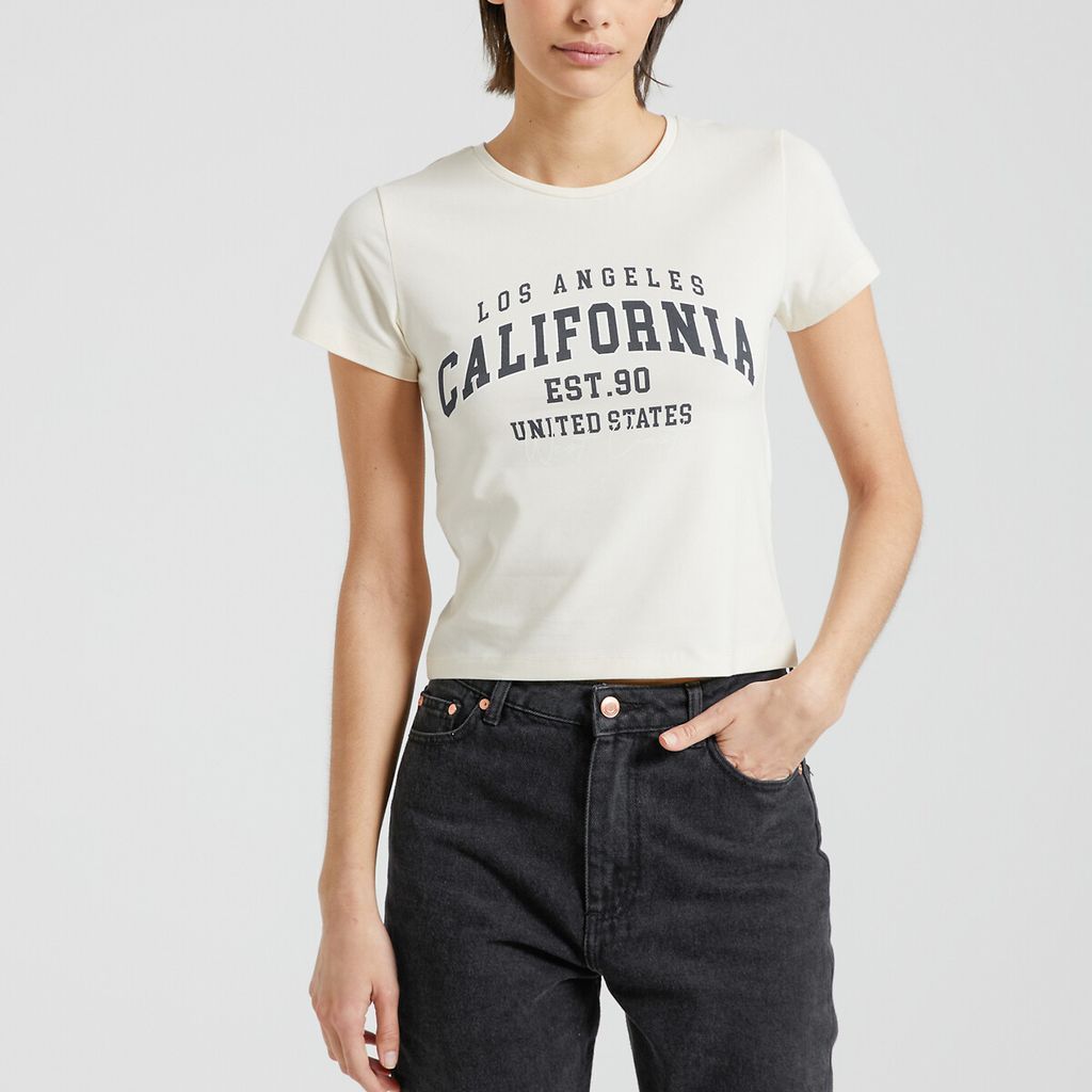 Logo Print Cropped T-Shirt in Cotton