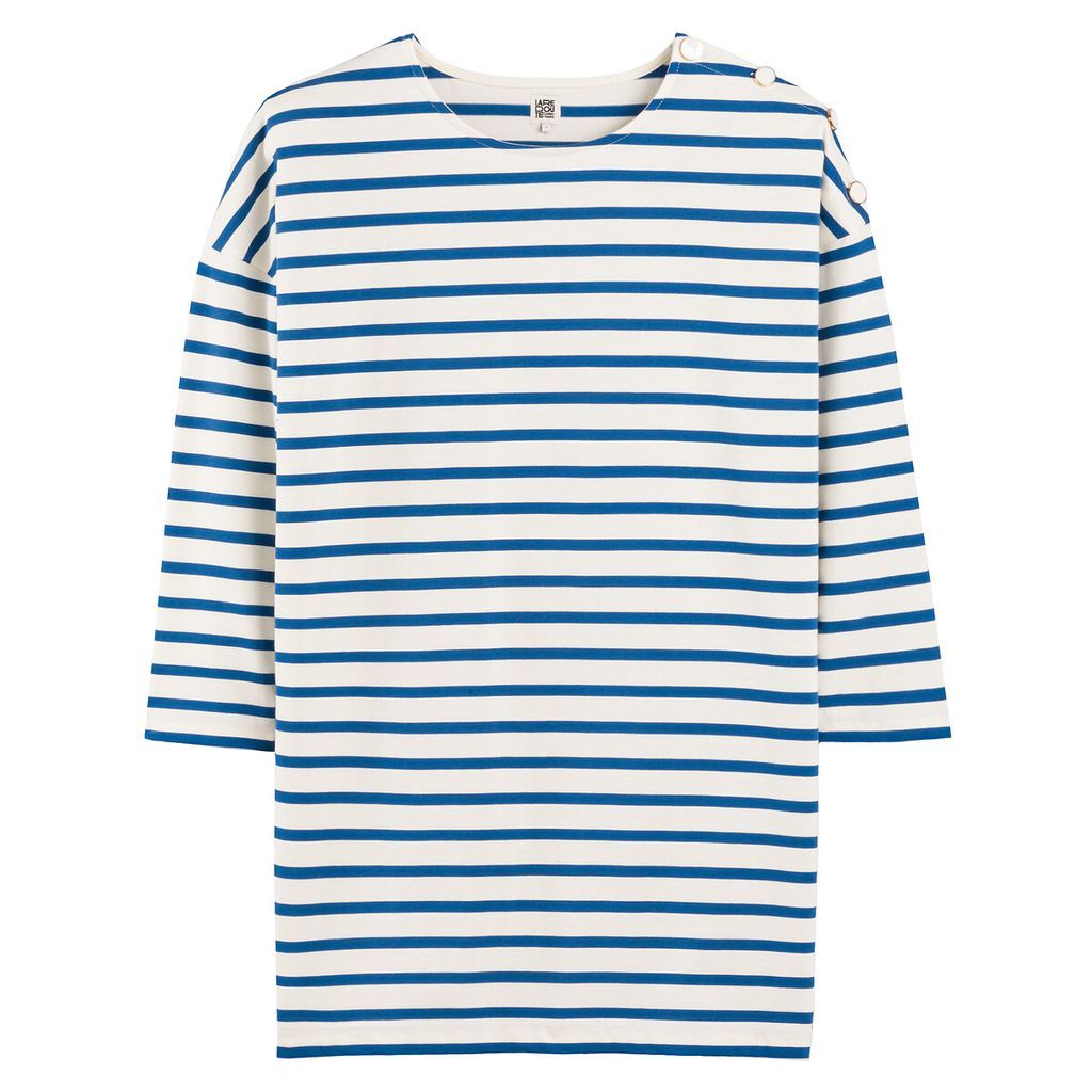 Les Signatures - Breton Striped Cotton Dress with Long Sleeves