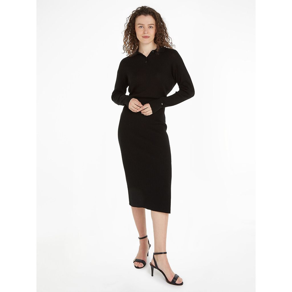 Bodycon Polo Dress with Long Sleeves