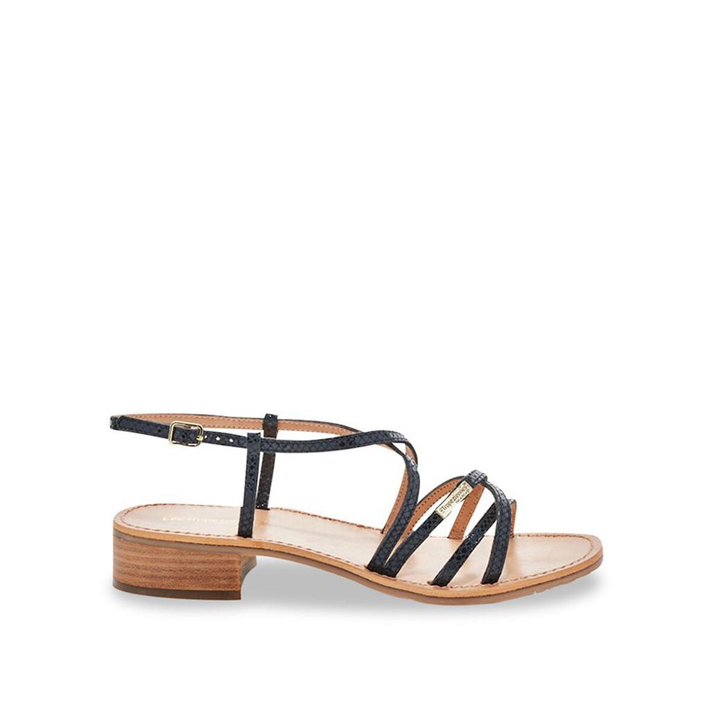 Harryna Leather Sandals with Square Toe and Low Heel