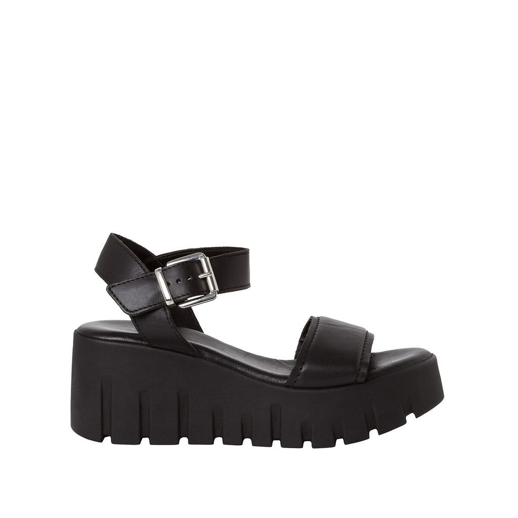 Leather Chunky Wedge Sandals