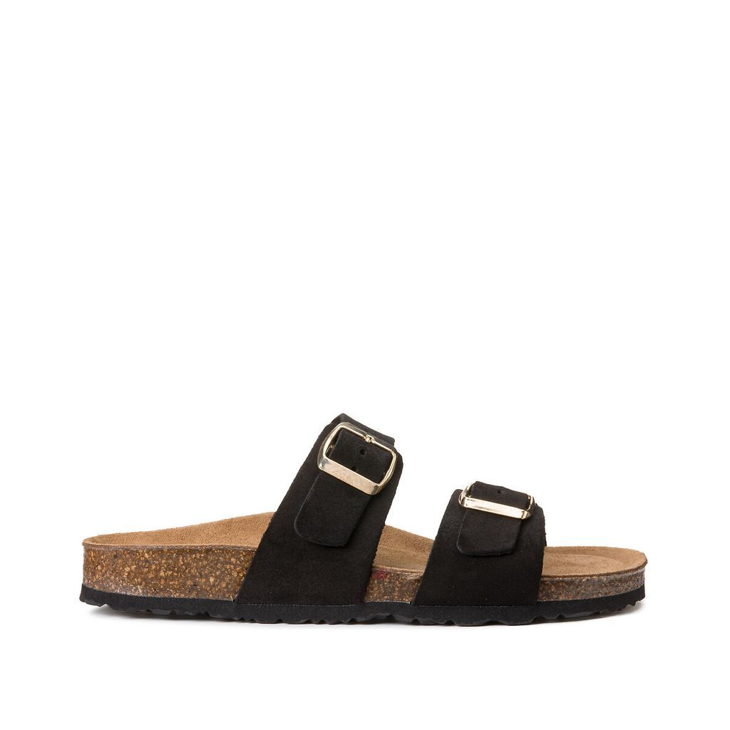 Suede Double Buckle Mules