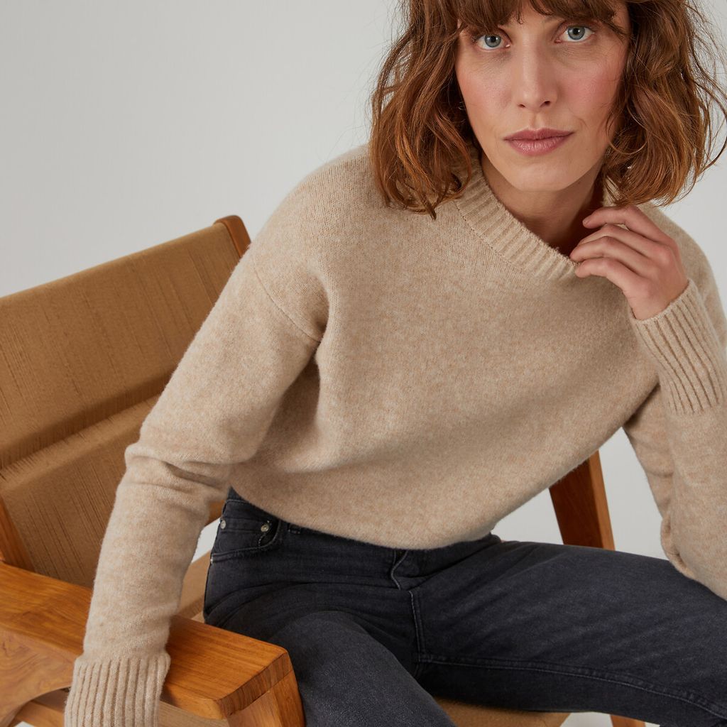 Brushed Knit Jumper with Crew Neck