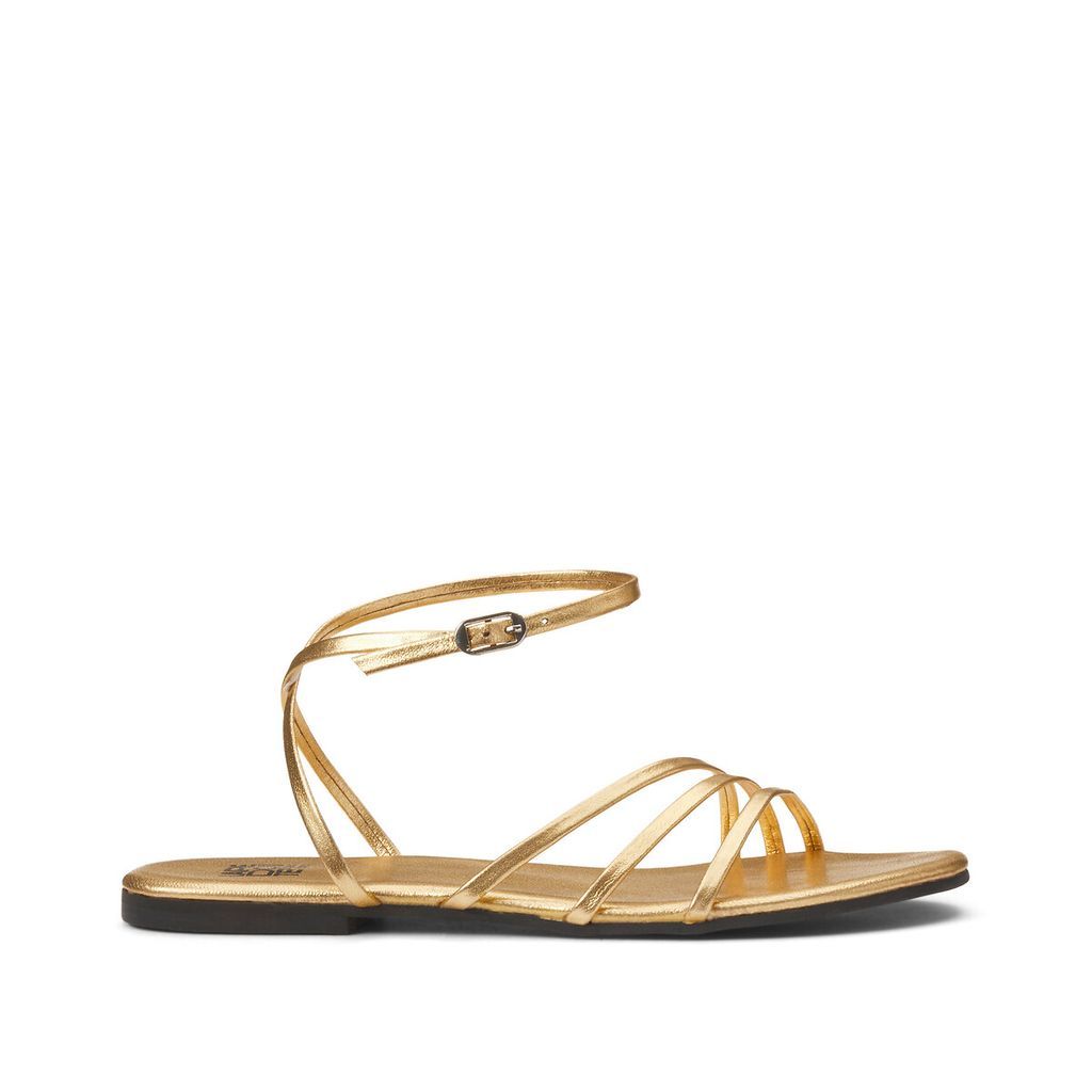 Metallic Leather Strappy Sandals