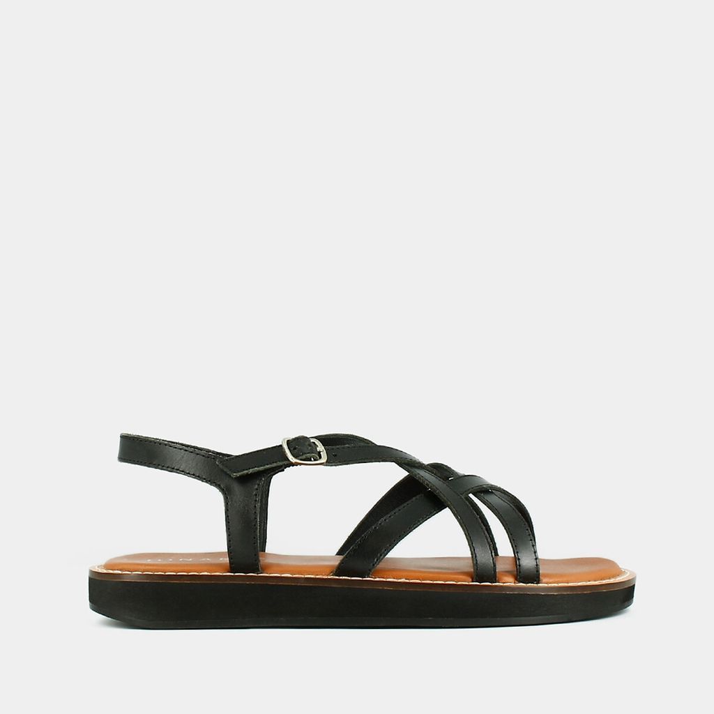 Water Leather Sandals with Chunky Heel