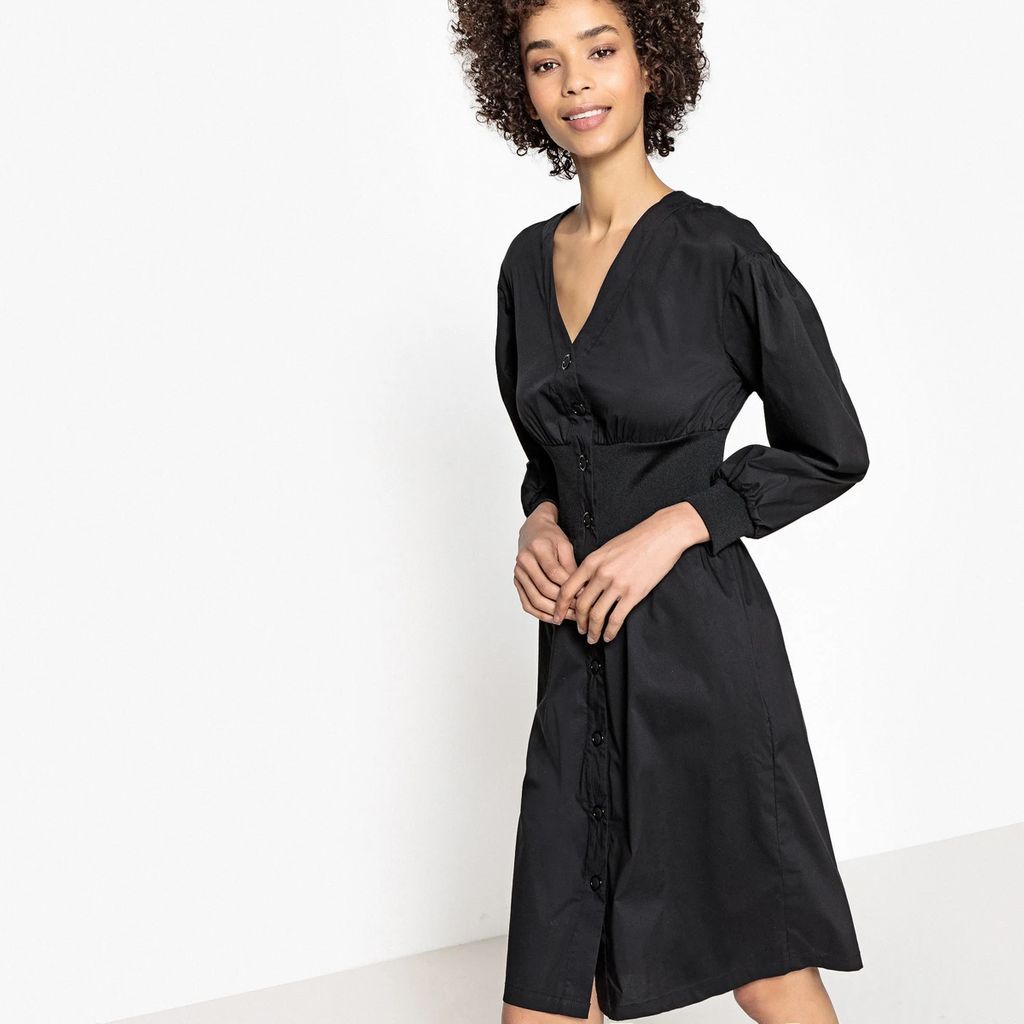 Flared Button-Through Dress with Elasticated Waist