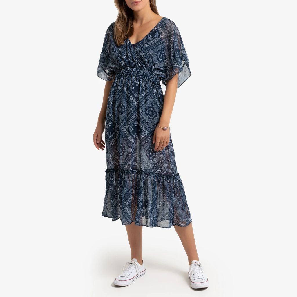 Paisley Print Midaxi Dress with Short Sleeves