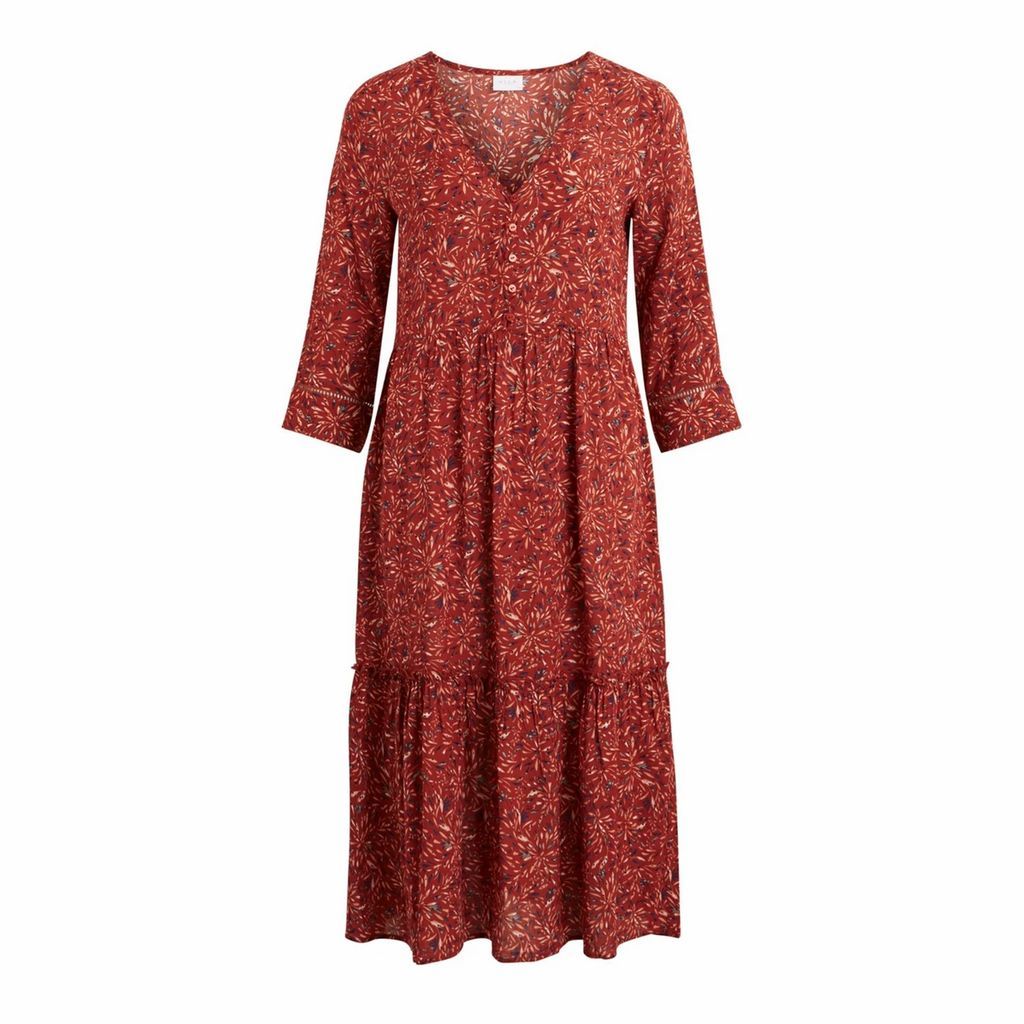 Floral Print Midaxi Dress with Long Sleeves