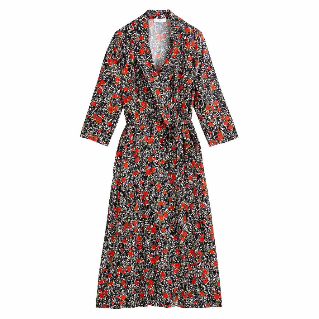 Wrapover Dress with 3/4 Length Sleeves