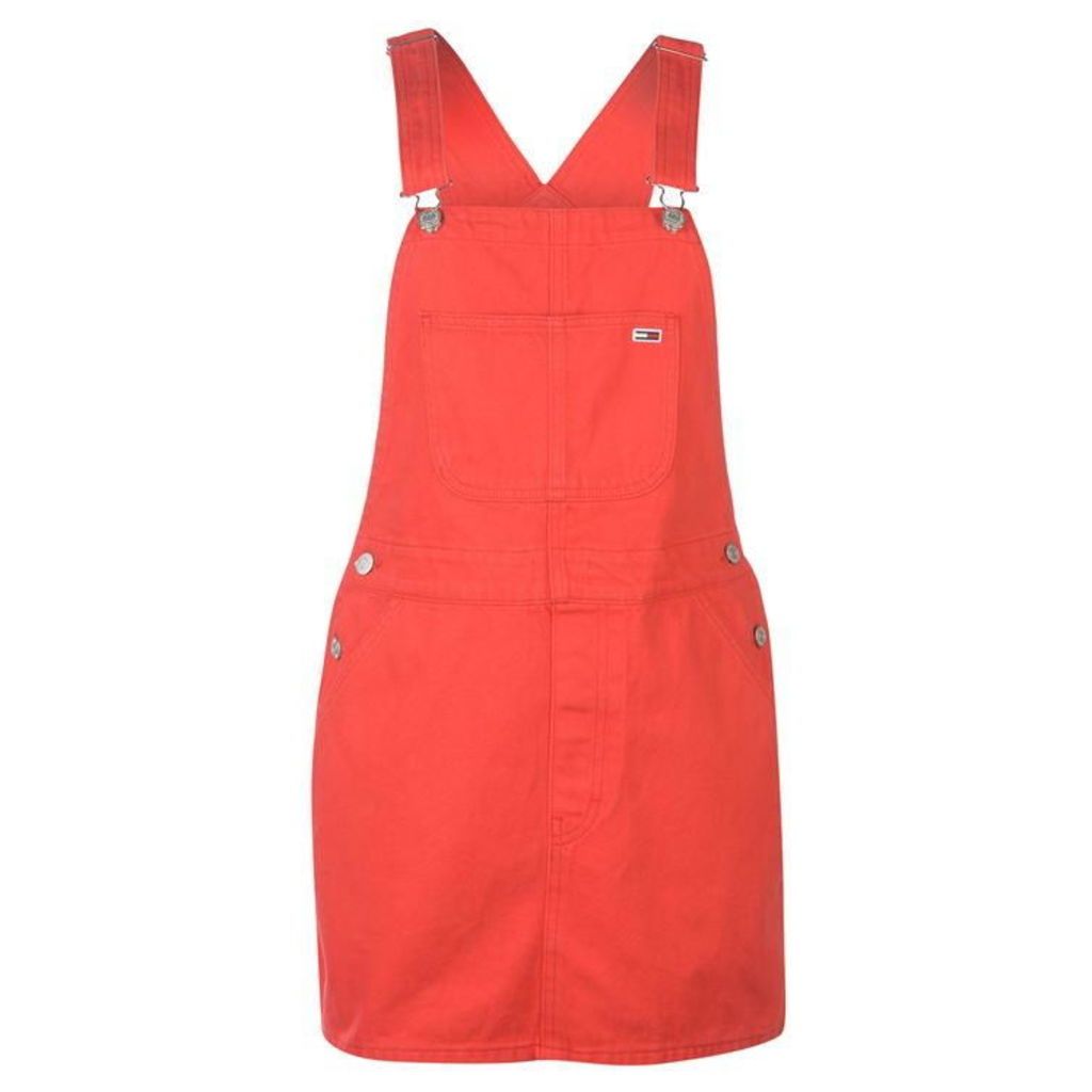 Tommy Jeans Tommy Dungaree Dress Womens - Flame Scarlet