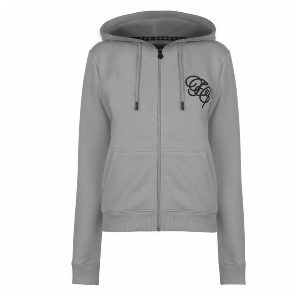 Fabric Embroidered Zip Hoodie