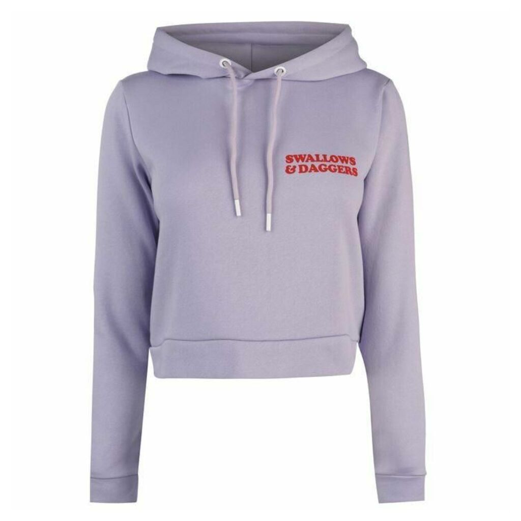 Swallows and Daggers No Thanks Crop Hoodie - Lilac