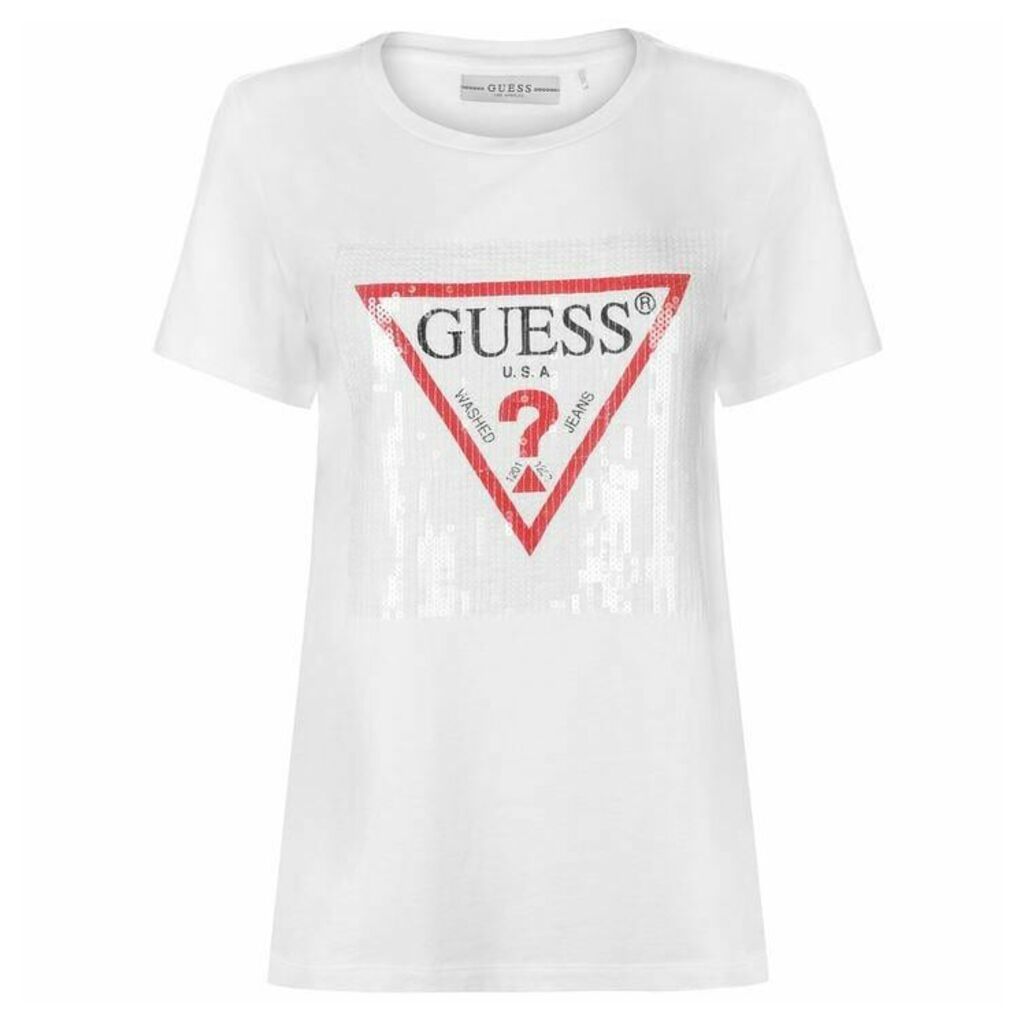 Guess Sequin Logo T Shirt