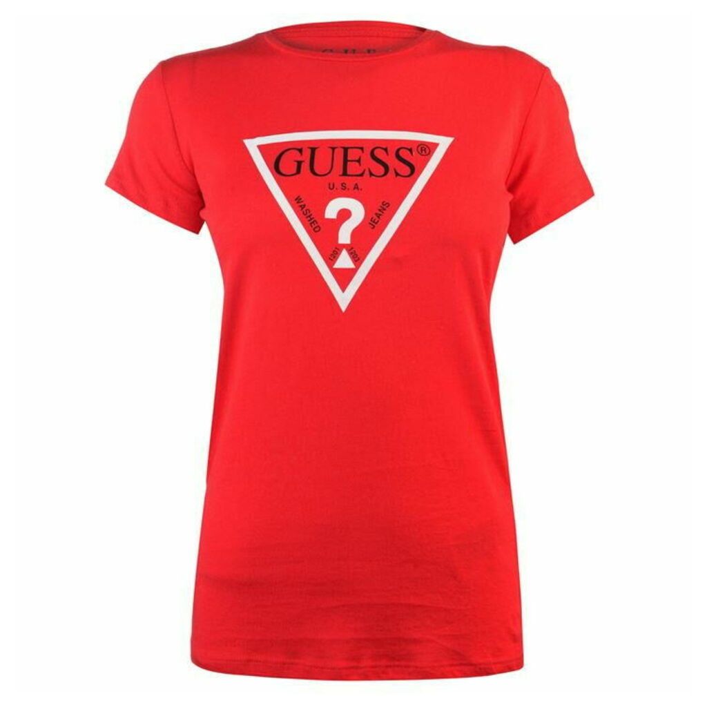 Guess Basic Triangle Logo T Shirt Womens