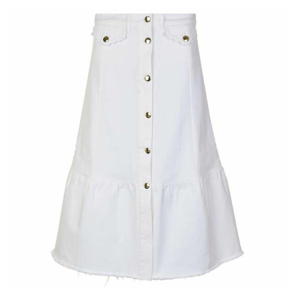 Perseverance London Peplum Denim Skirt - White