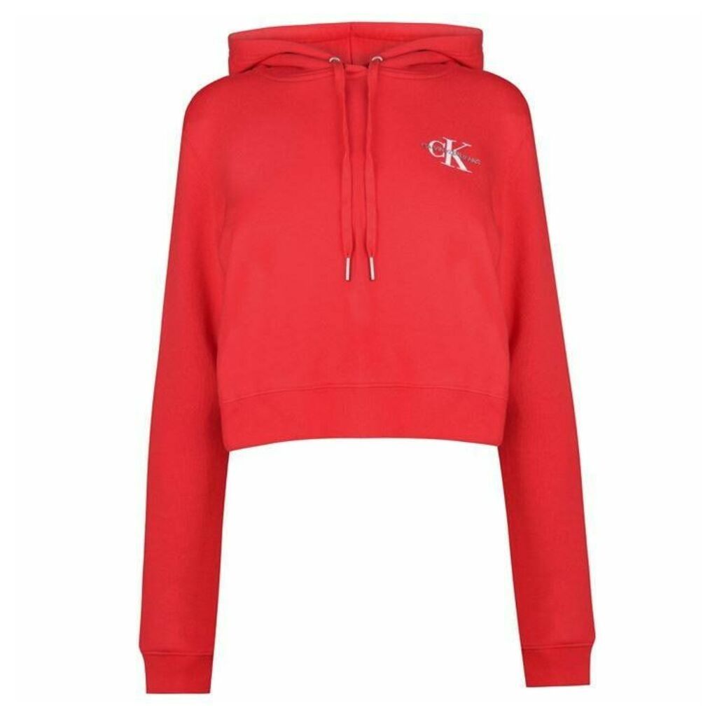 Calvin Klein Jeans Monogram Cropped Hoodie Womens - Racing Red