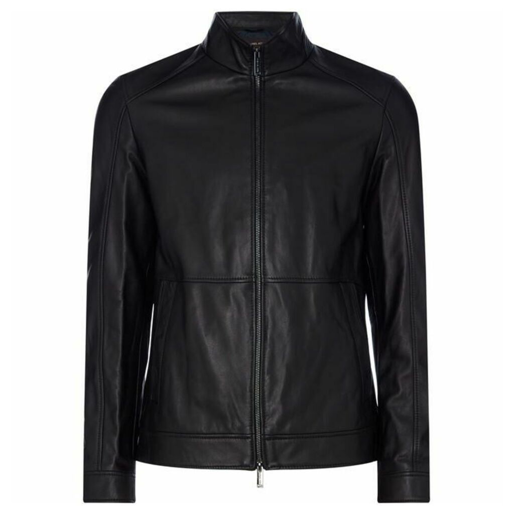 Michael Kors Nappa Leather Racer Jacket - Black