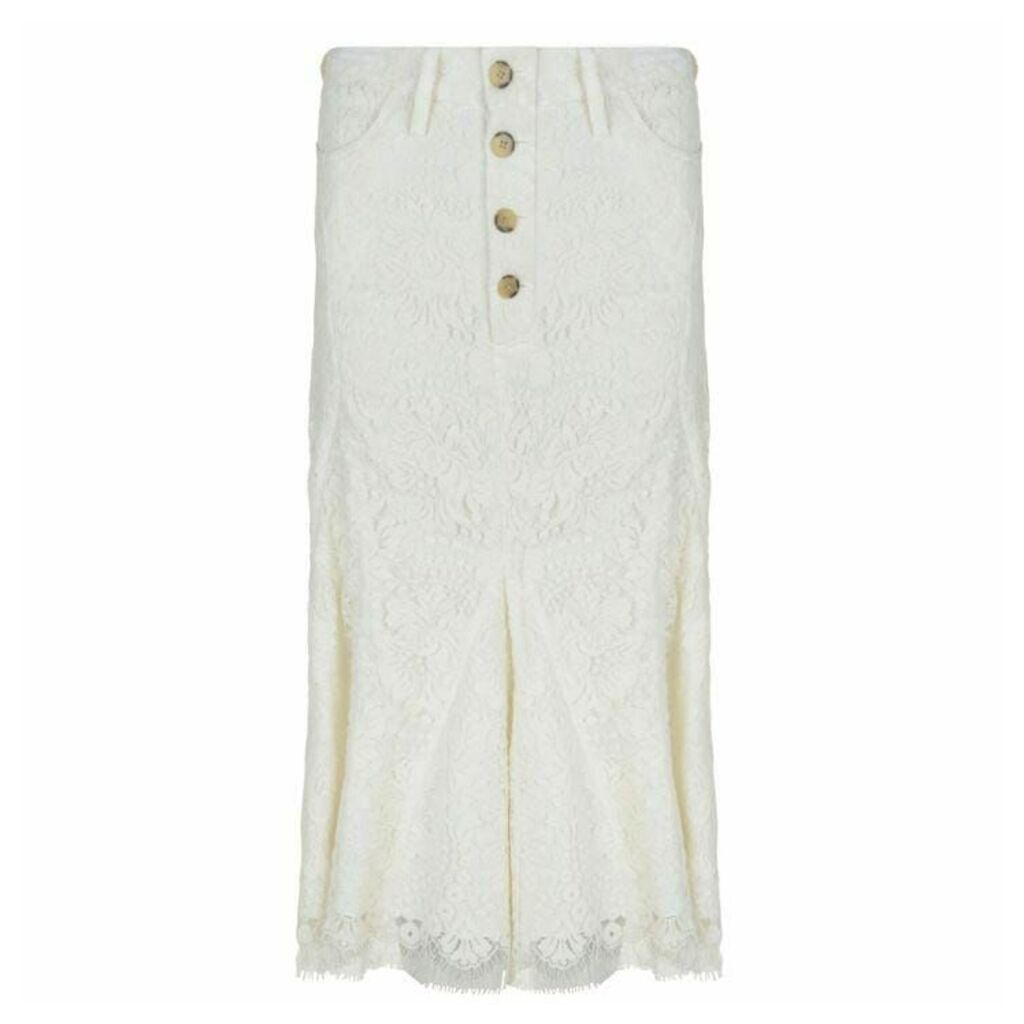 Victoria by Victoria Beckham Lace Midi Skirt - Off White