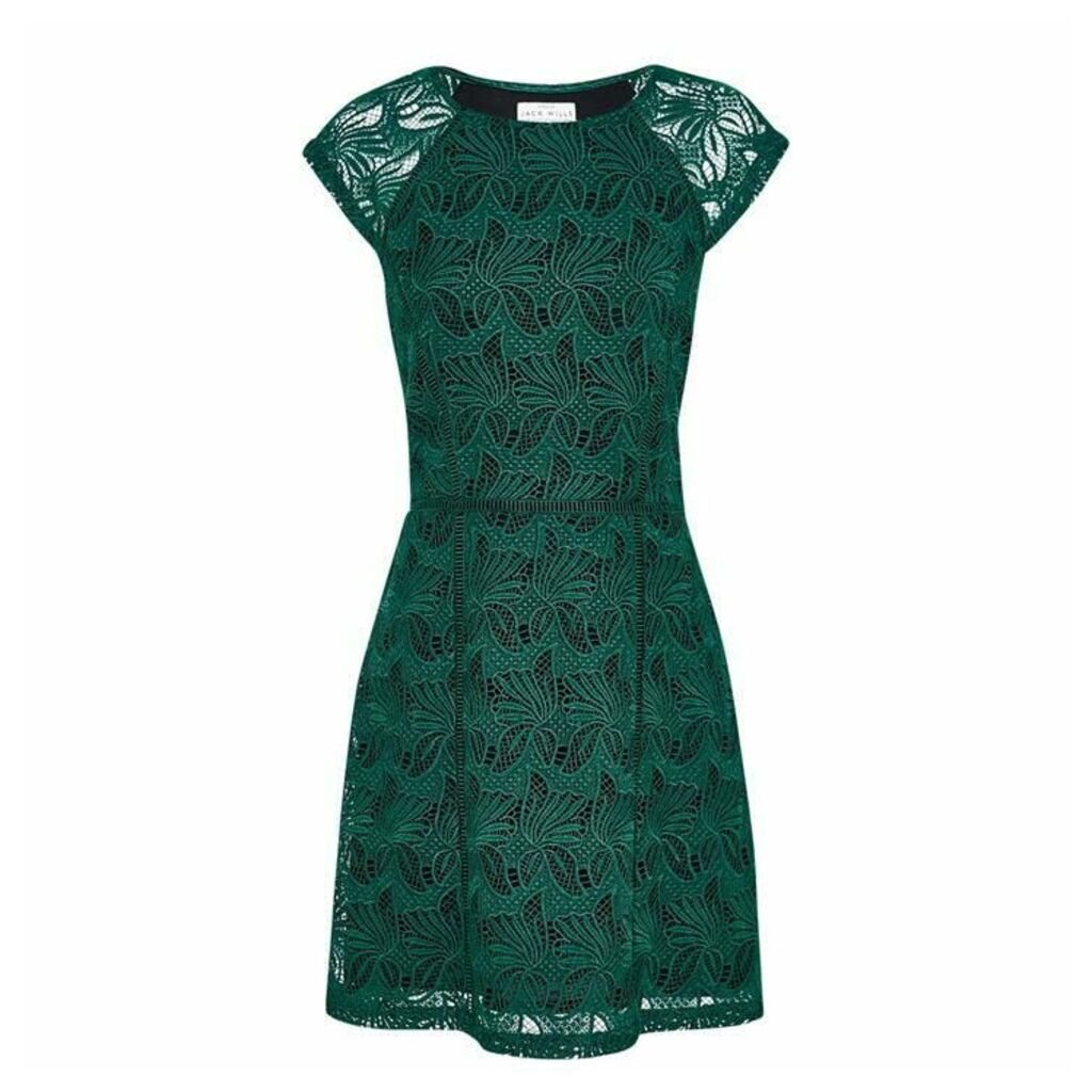 Jack Wills Truro Guipure Lace Dress - Emerald