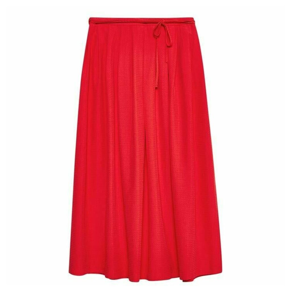 Jack Wills Tibshelf Textured Midi Skirt - Red