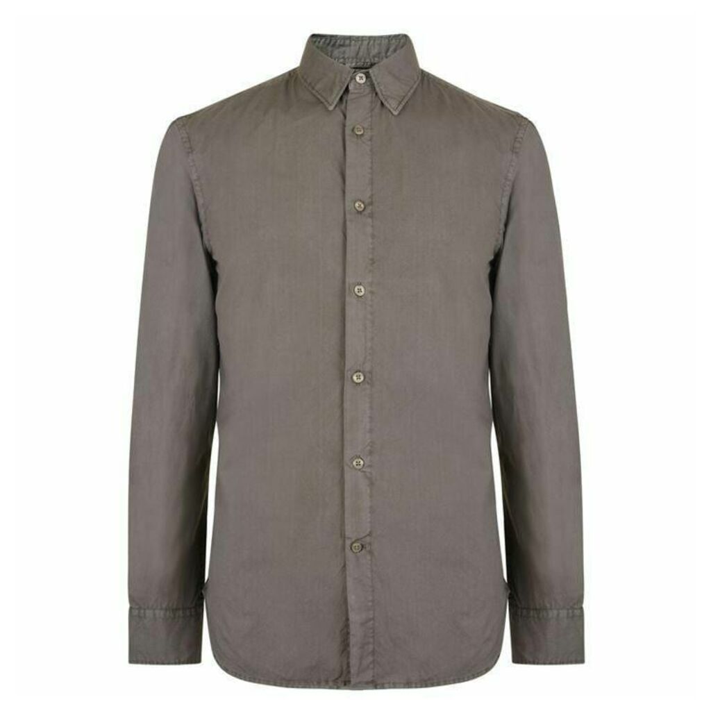French Connection Sleeve Cotton Shirt - Dk Olive