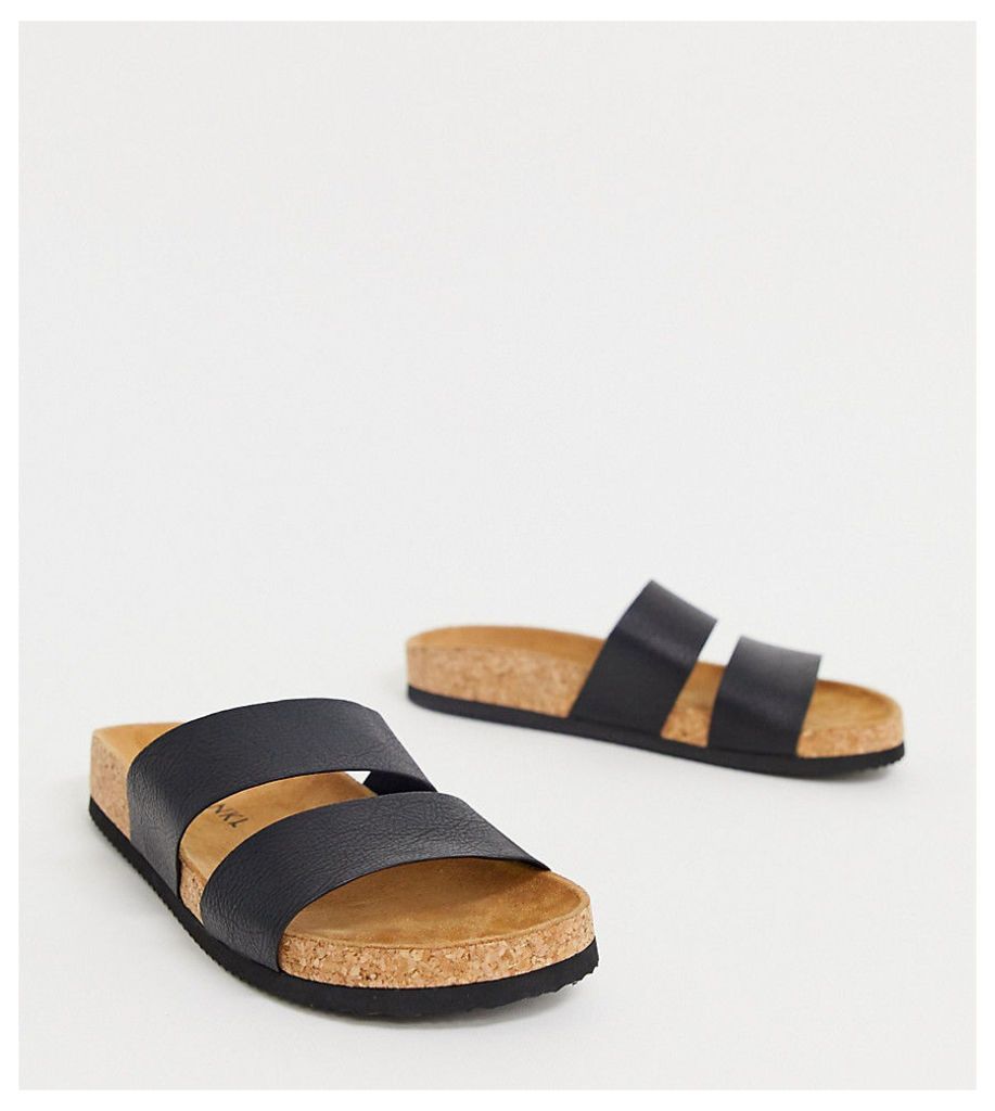 Monki double strap sandal in black