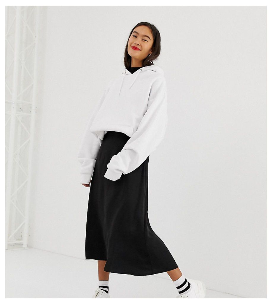 New Look midi skirt in satin-Black