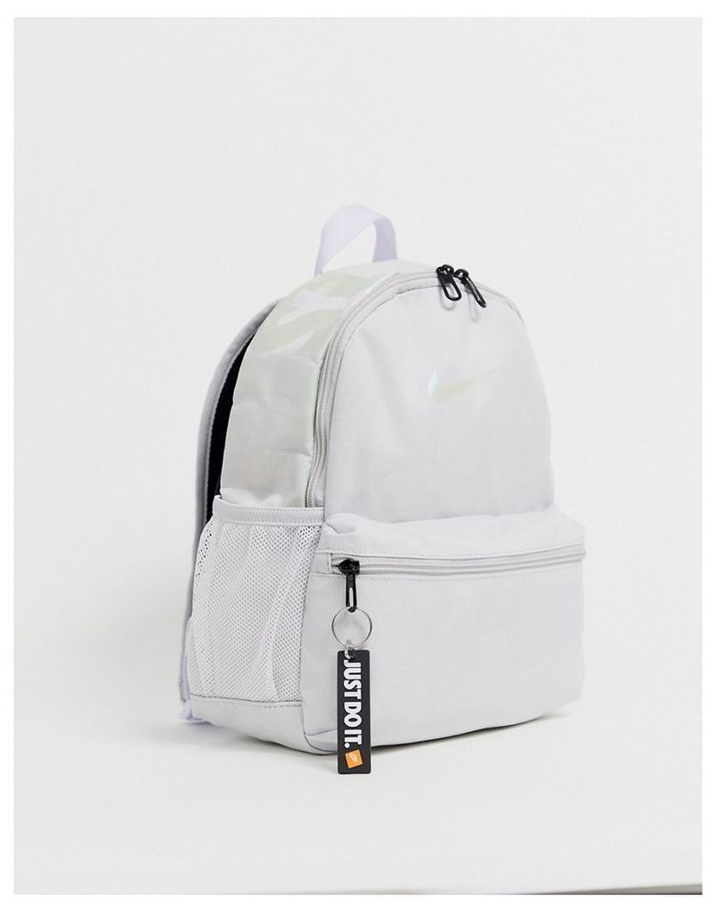 Nike grey and iridescent just do it mini backpack