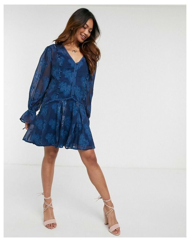 Ink Plam tiered mini dress in blue