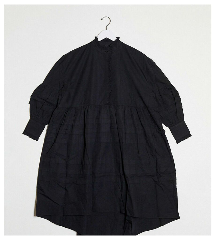 oversized midi shirt dress in black