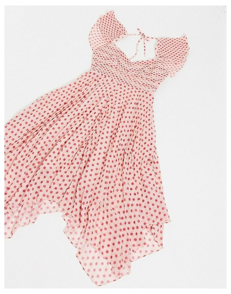 Power of Love polkadot mini dress in fuscia spot-Pink
