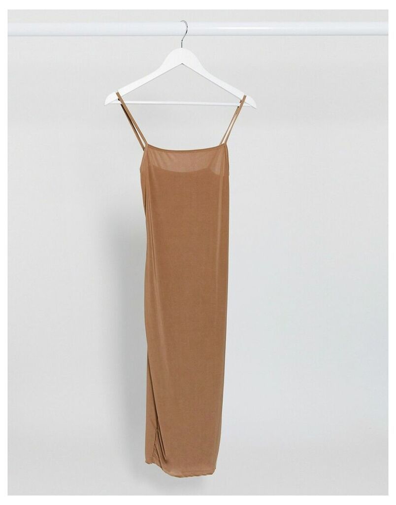 going out cami strap midi dress in camel-Neutral