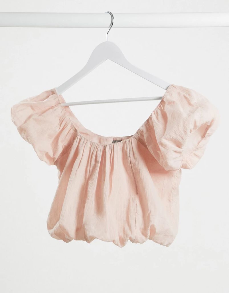 textured top with bubble hem in Dusty pink-Multi