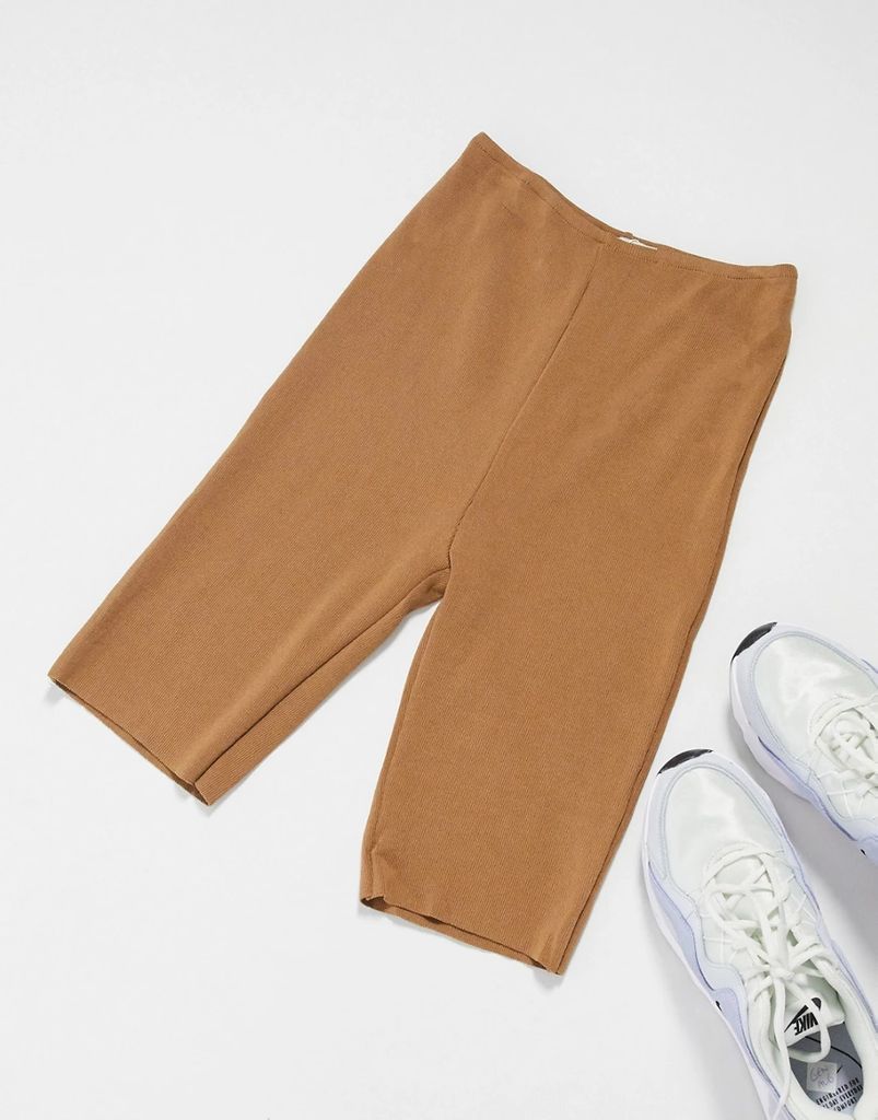 premium legging shorts in camel-Brown