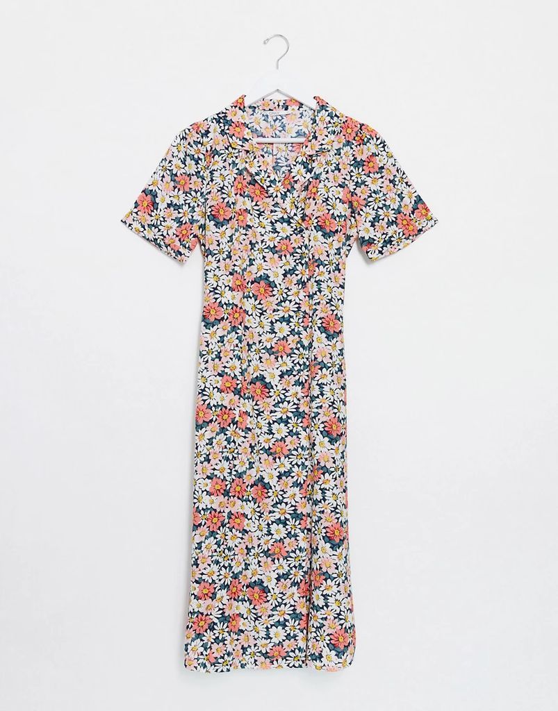 midi shirt dress in mixed ditsy floral-Multi