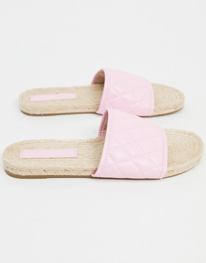 Jagger espadrille mules in pink quilting