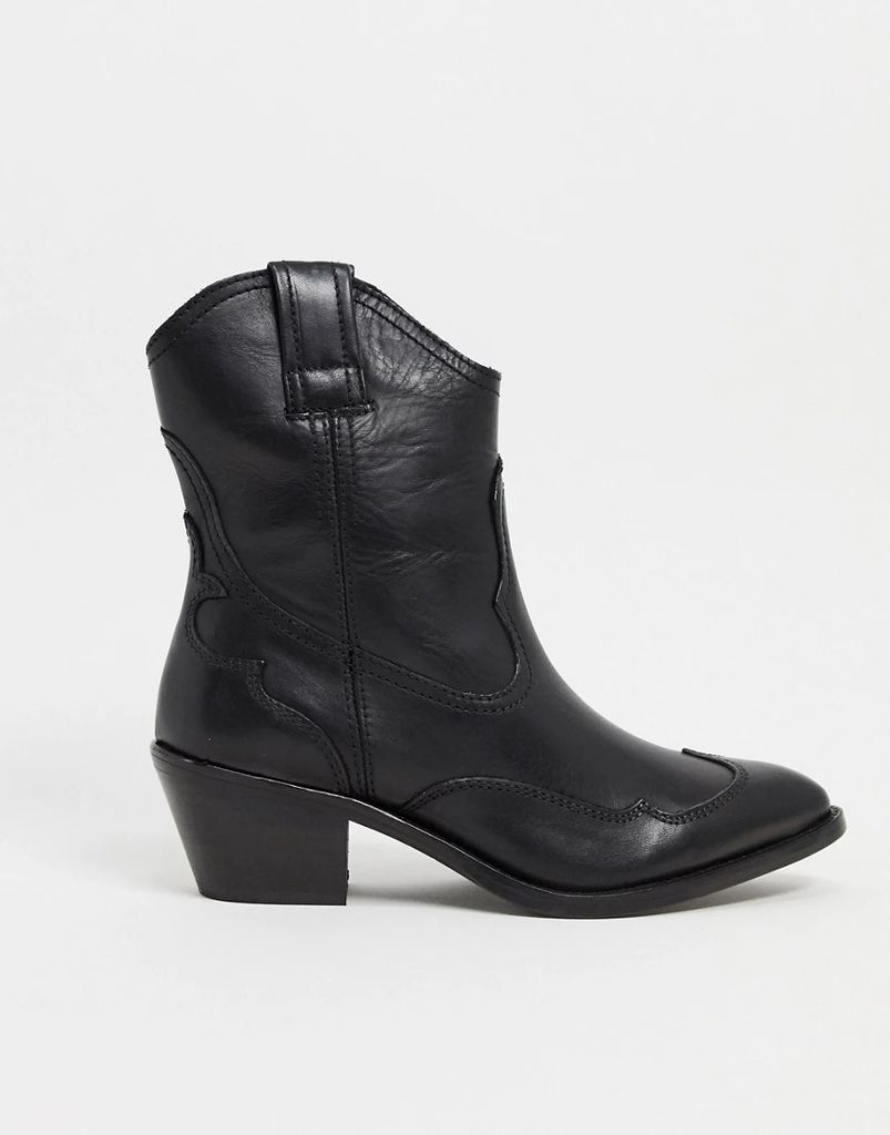 shira leather western boots in black