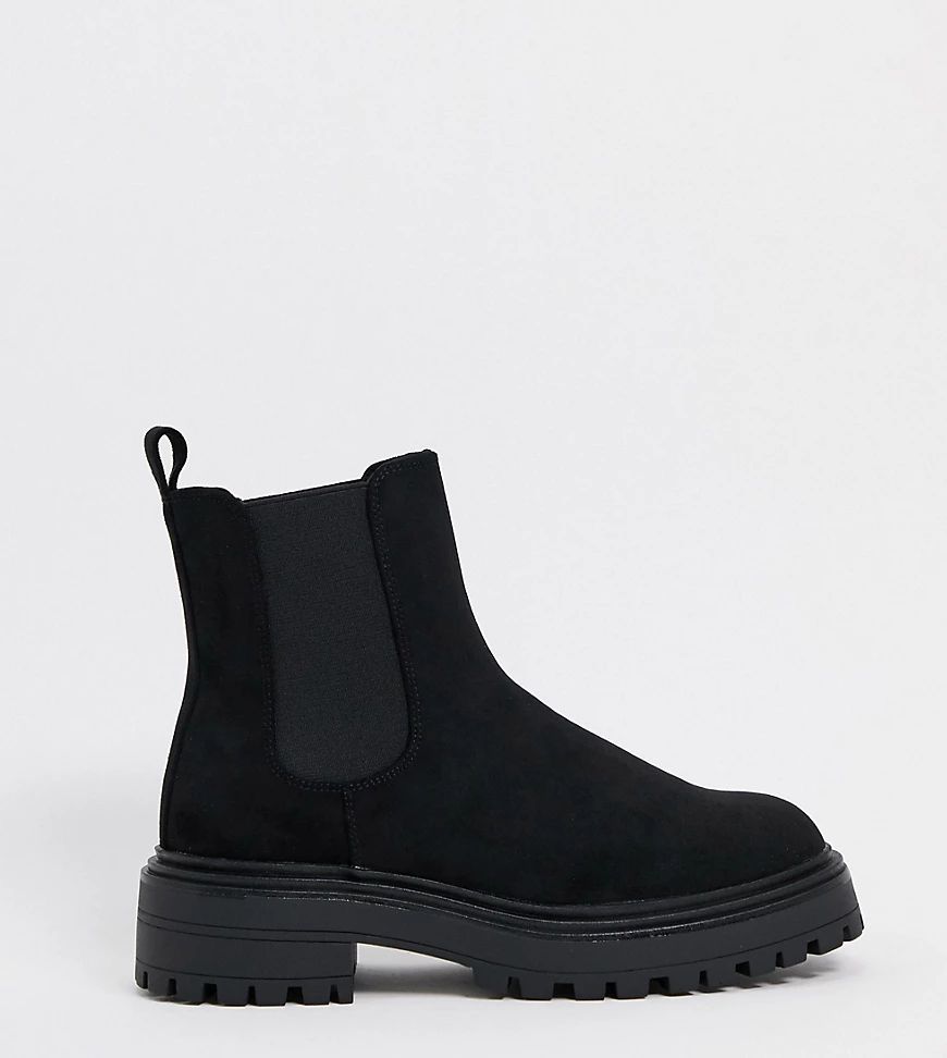 Wide Fit Angelina chunky chelsea boots in black