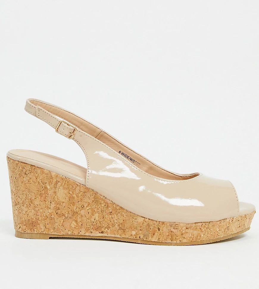 wide fit wedges in beige-Gold
